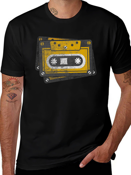 Retro Cassette Tape Graphic T-Shirt - Black