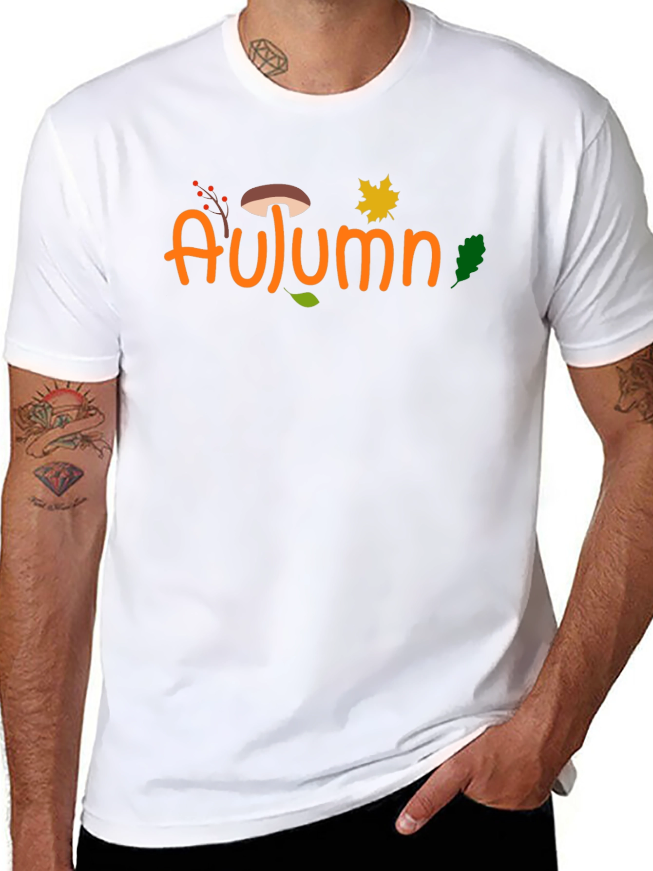 Autumn Graphic Print Black T-Shirt