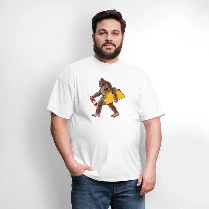 Sasquatch Carrying A Taco And A Bottle Of Hot Sauc
