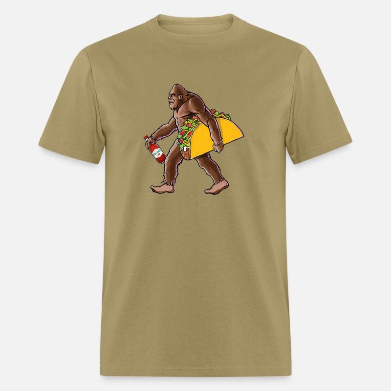 Sasquatch Carrying A Taco And A Bottle Of Hot Sauc