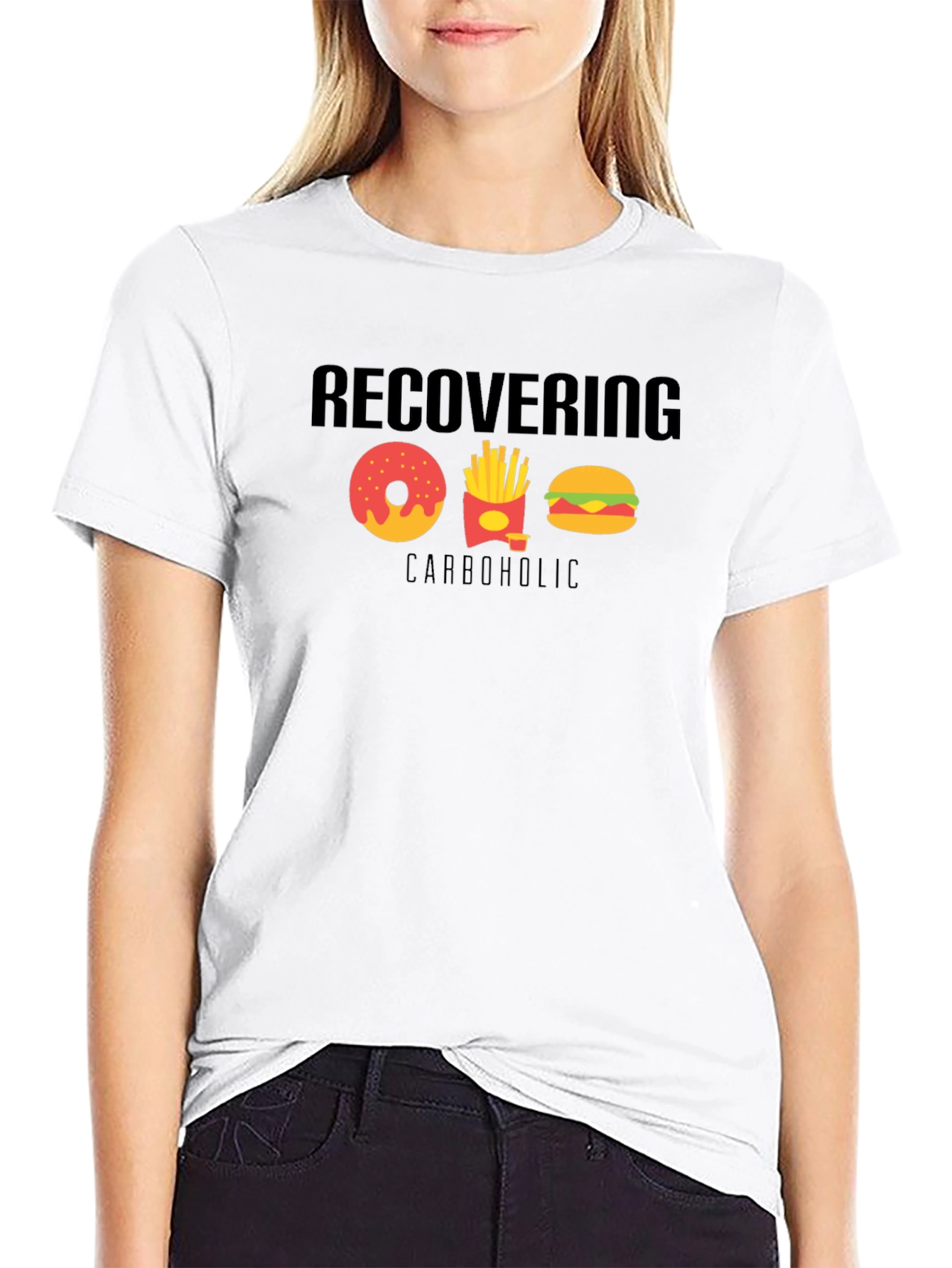 Recovering Carboholic Black T-Shirt