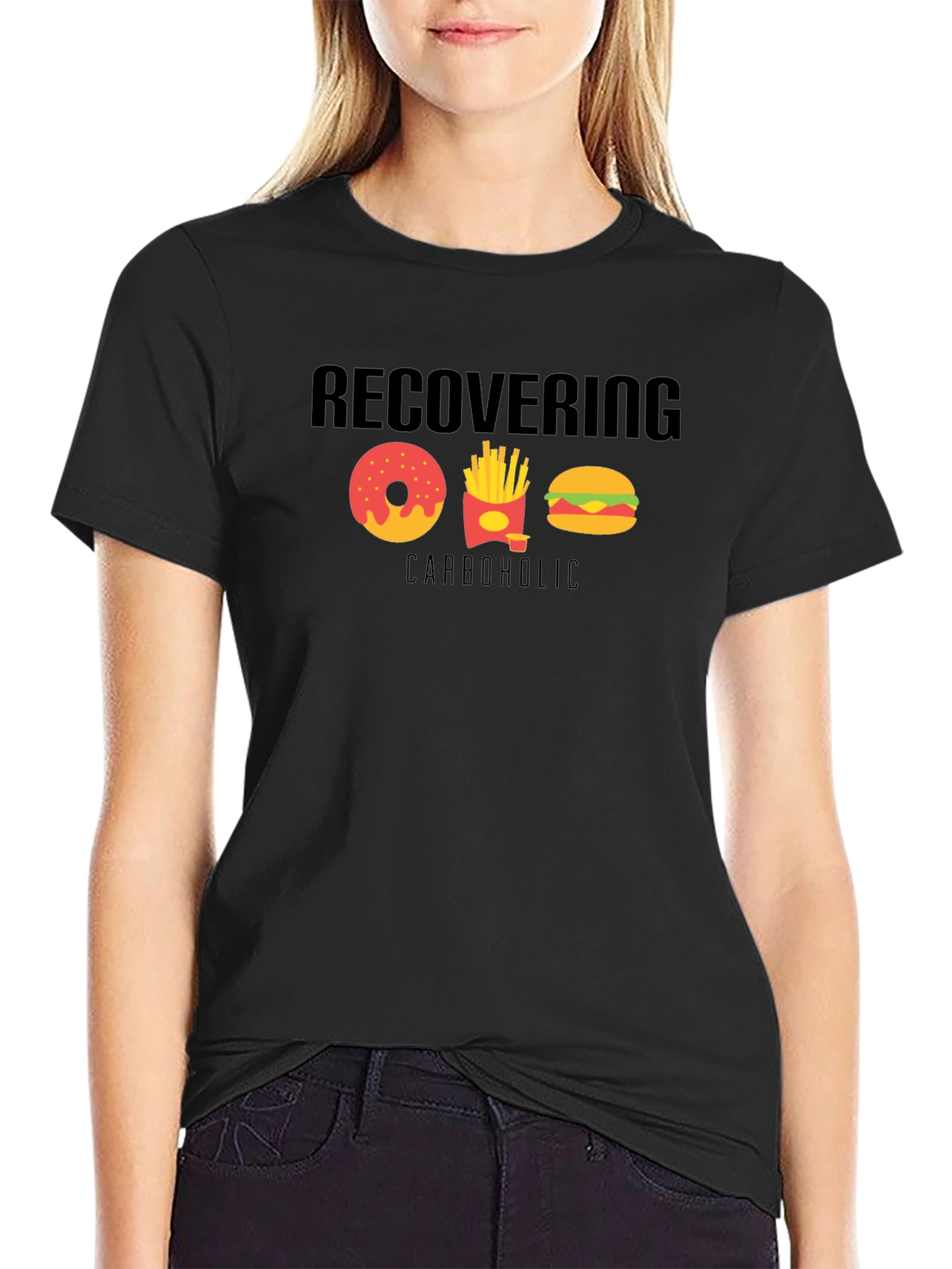 Recovering Carboholic Black T-Shirt