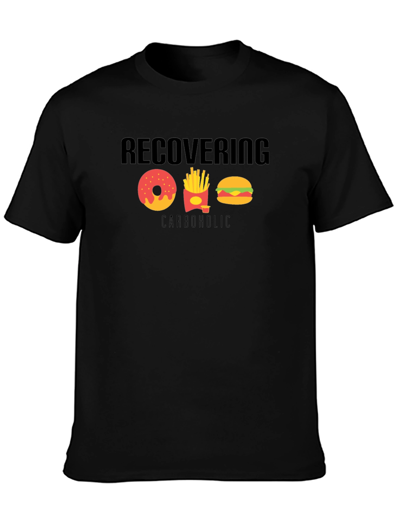 Recovering Carboholic Black T-Shirt
