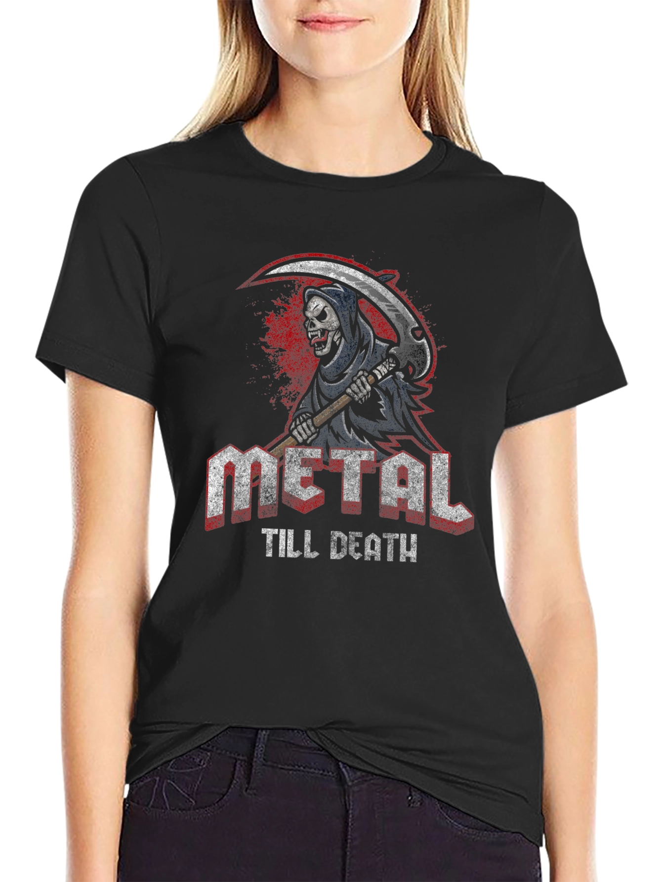 Metal Till Death Reaper Graphic T-Shirt