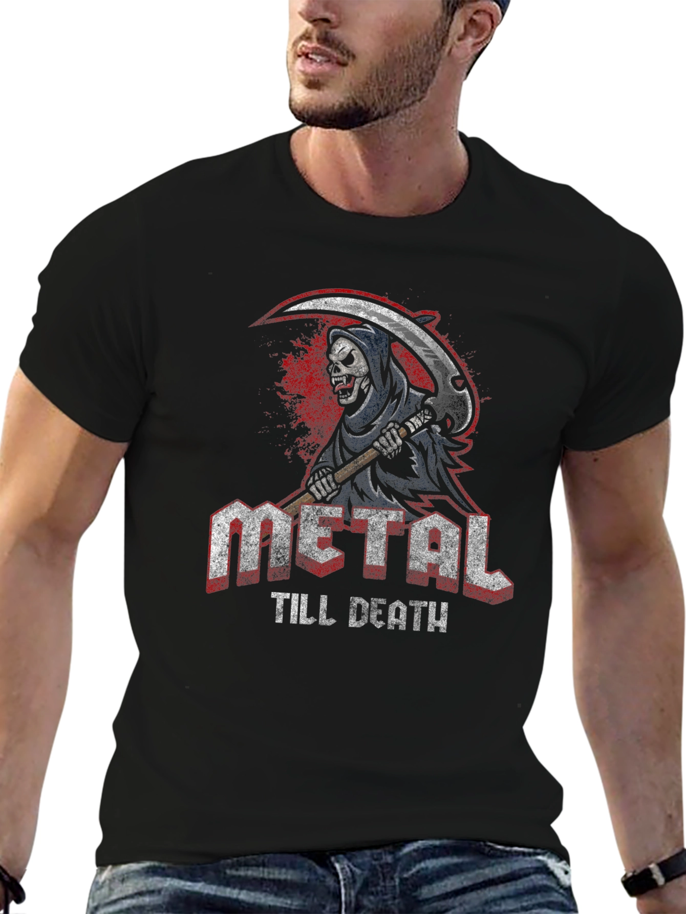 Metal Till Death Reaper Graphic T-Shirt