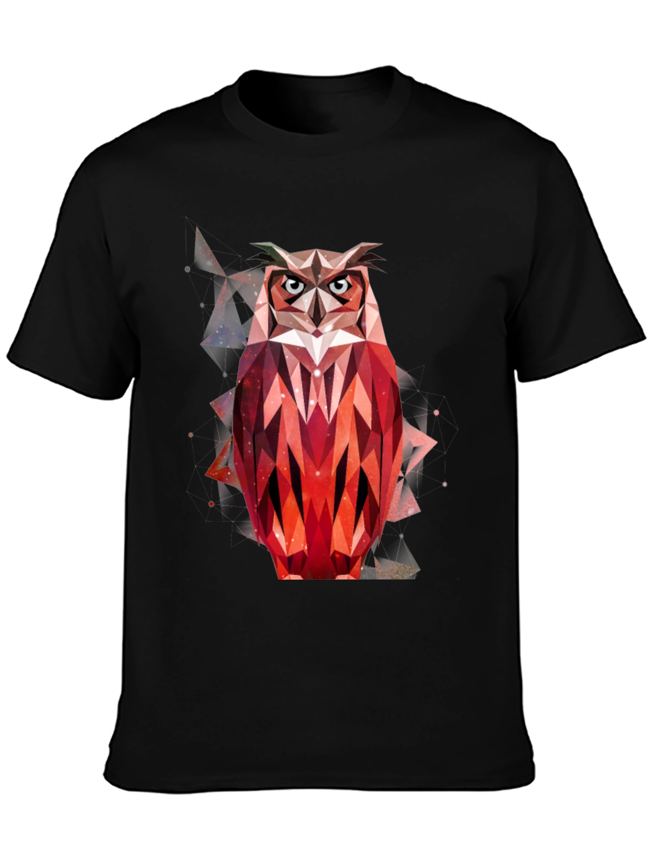 Geometric Owl Graphic T-Shirt - Mens Black Tee