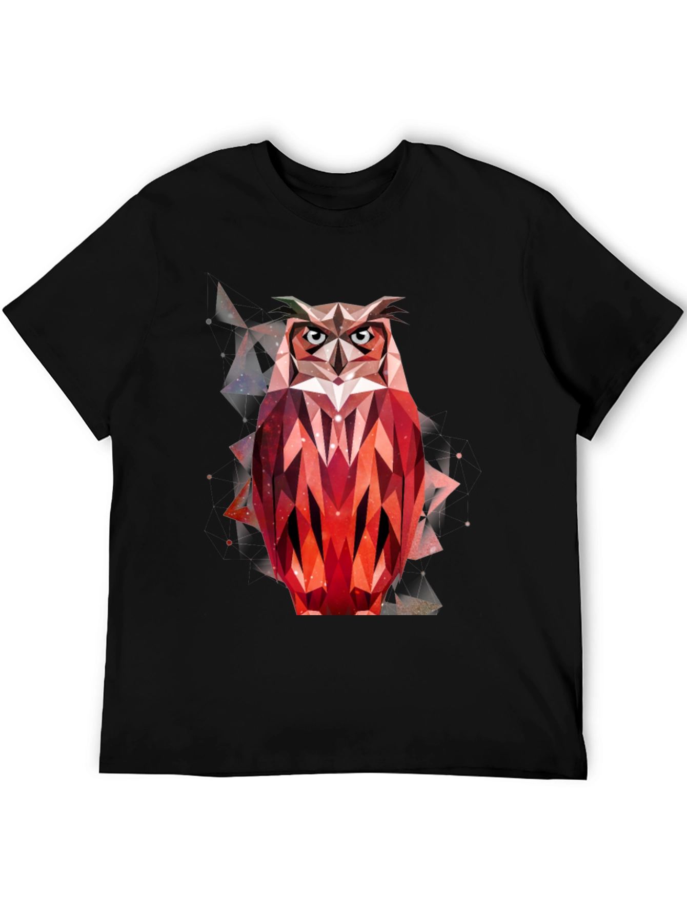 Geometric Owl Graphic T-Shirt - Mens Black Tee