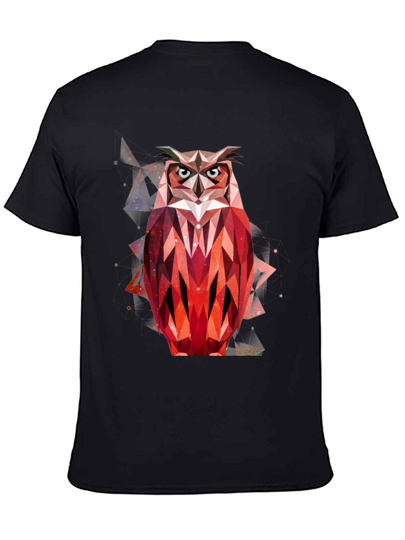 Geometric Owl Graphic T-Shirt - Mens Black Tee