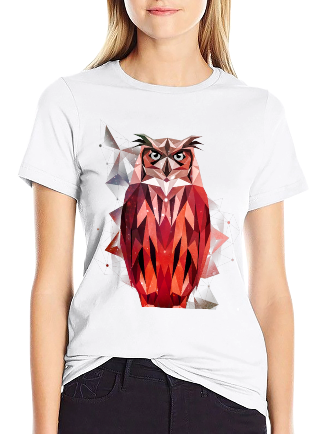 Geometric Owl Graphic T-Shirt - Mens Black Tee