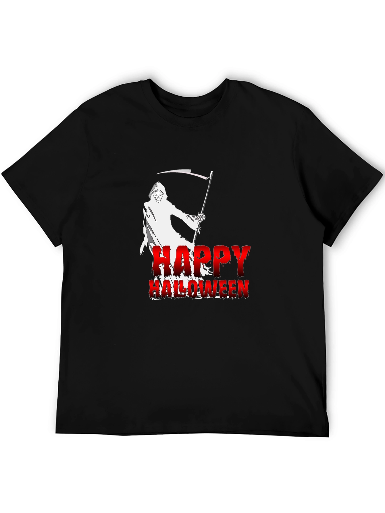 Happy Halloween Grim Reaper Black T-Shirt