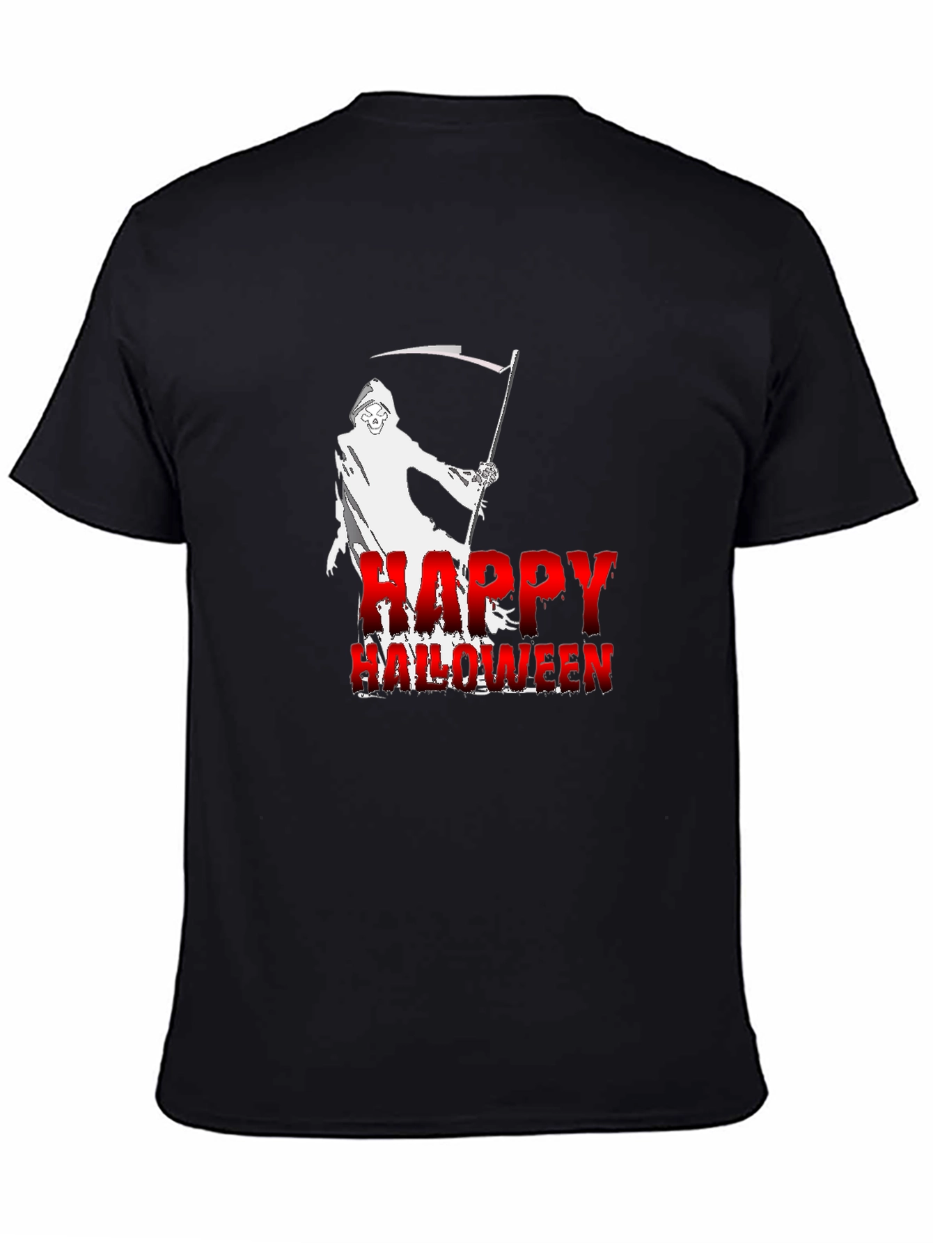 Happy Halloween Grim Reaper Black T-Shirt