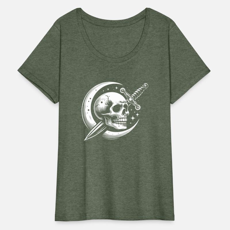 Skull with roses and moon