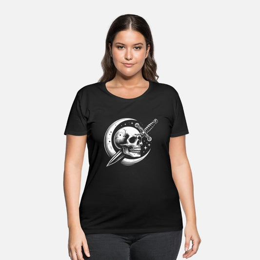 Skull with roses and moon