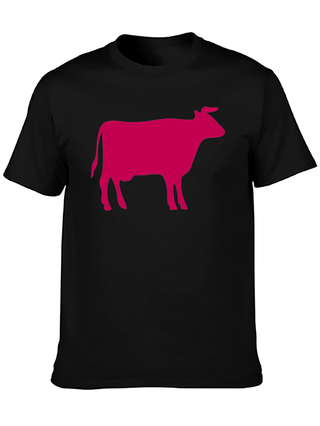 Black T-Shirt with Pink Cow Graphic