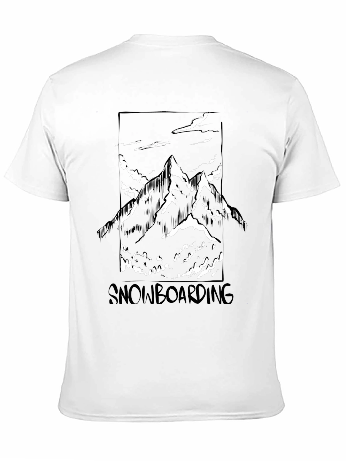 Snowboarding Mountain Graphic Tee - Black Cotton Shirt