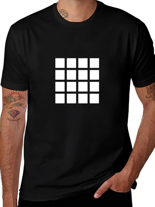 Square Grid Graphic Tee - Modern Style