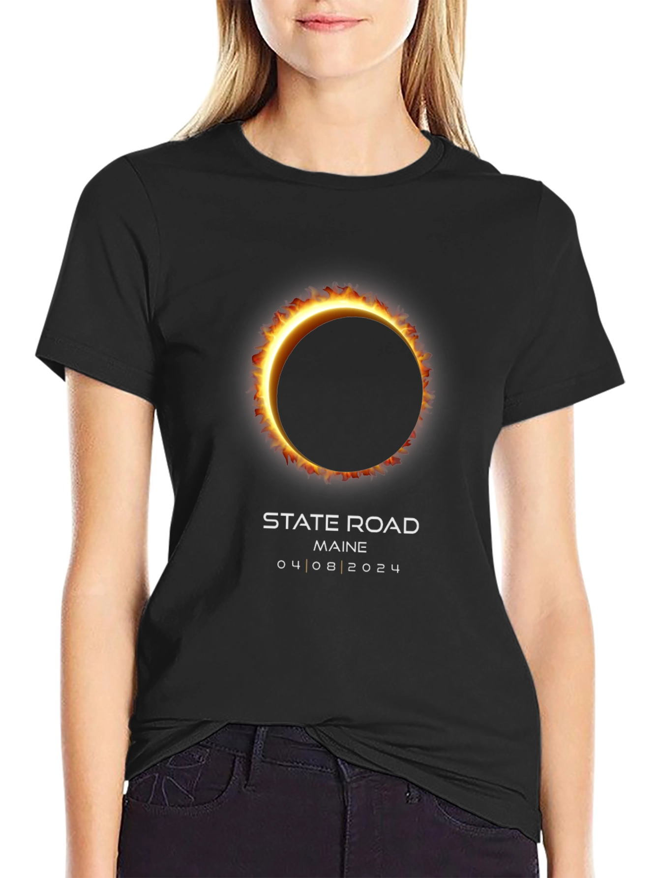 Total Solar Eclipse State Road Maine 04.08.2024 T-Shirt