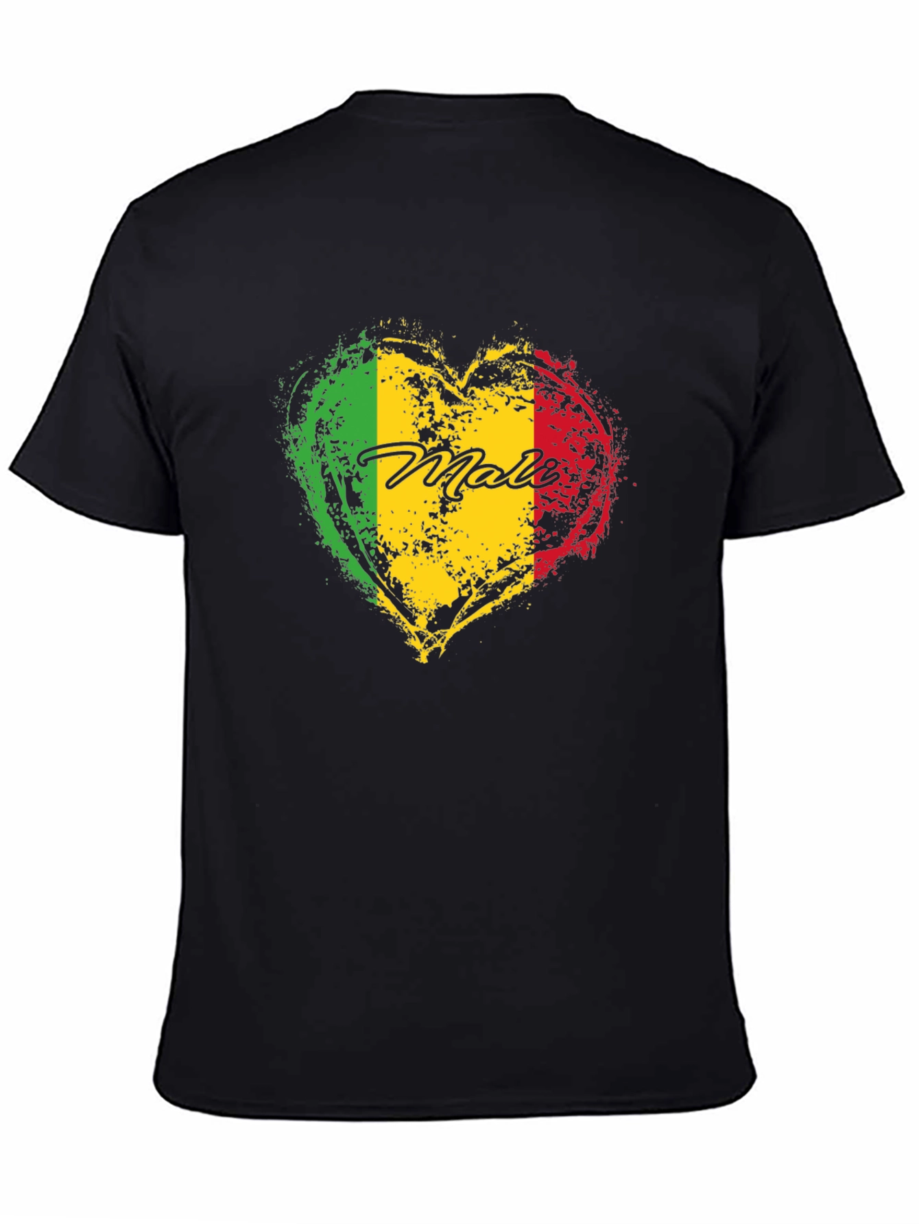 Mali Flag Heart T-Shirt - Black Cotton Tee