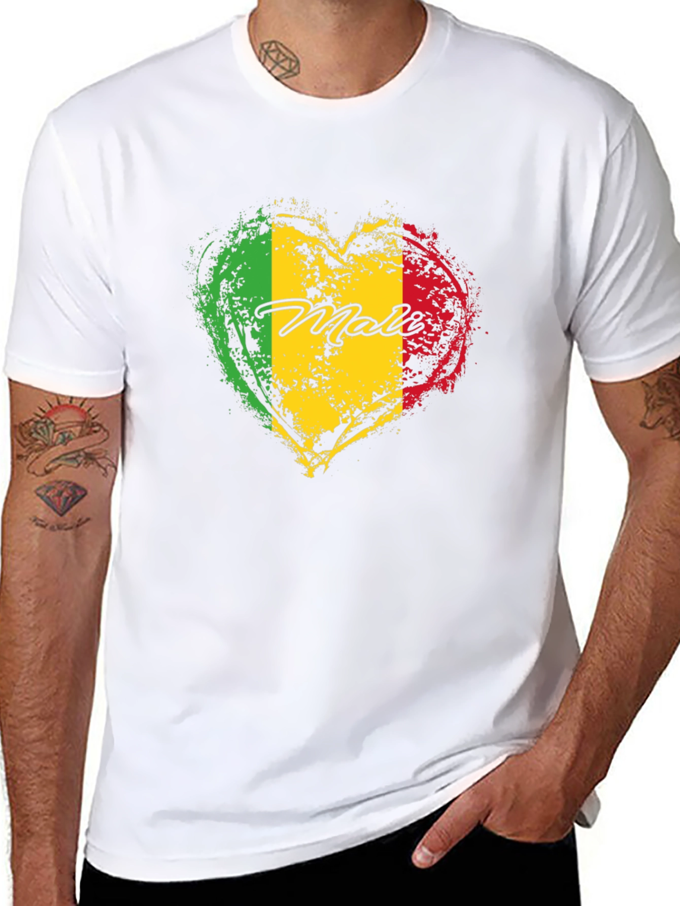 Mali Flag Heart T-Shirt - Black Cotton Tee