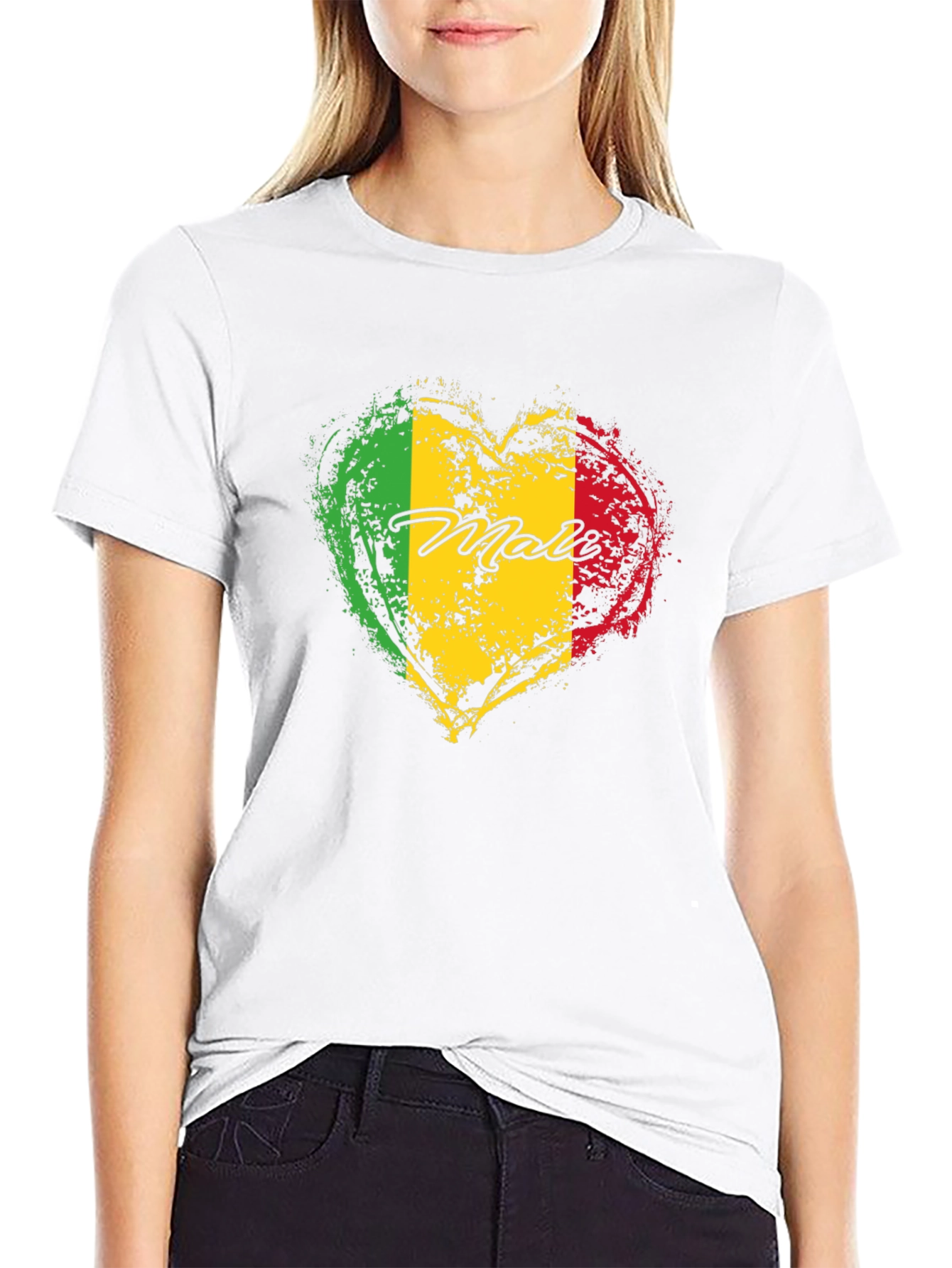 Mali Flag Heart T-Shirt - Black Cotton Tee