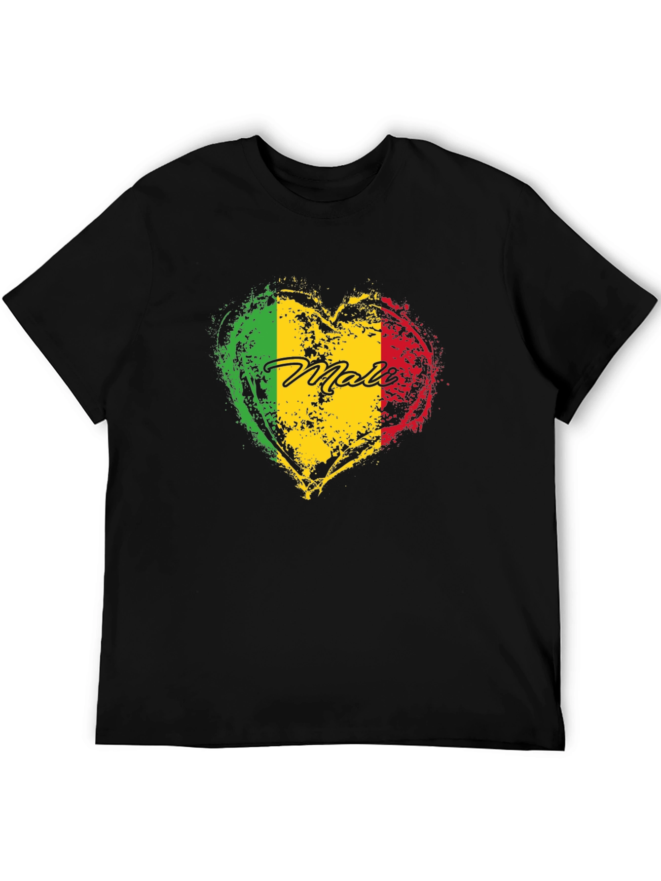 Mali Flag Heart T-Shirt - Black Cotton Tee