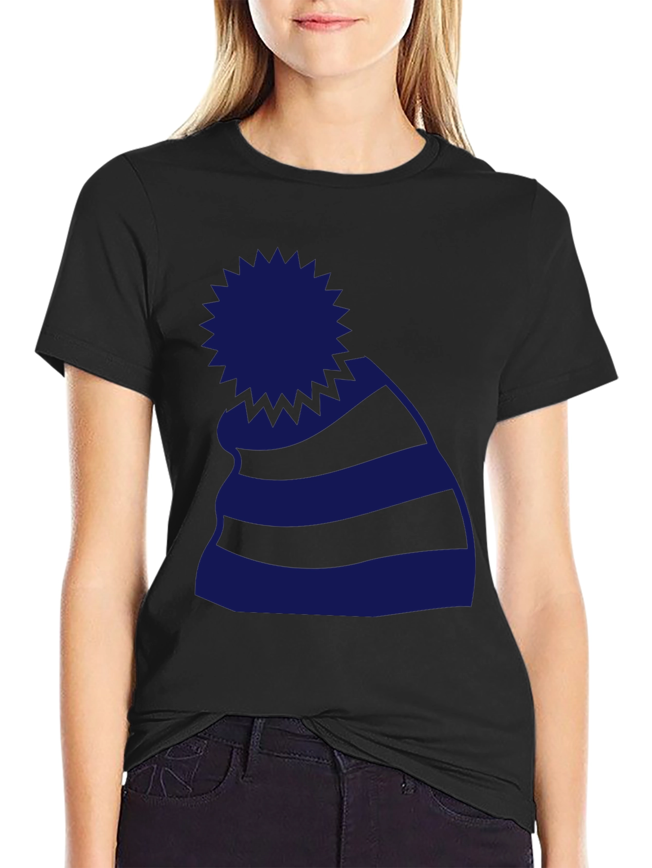 Striped Beanie Graphic Tee - Casual Style