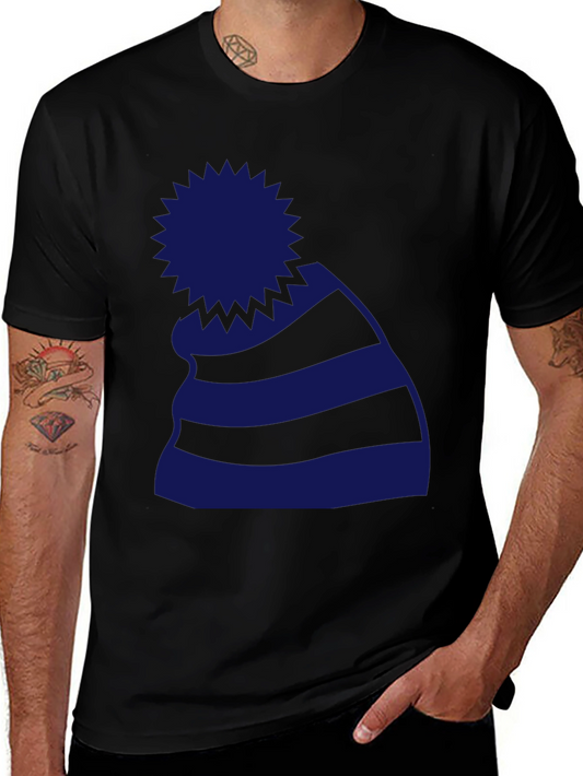 Striped Beanie Graphic Tee - Casual Style