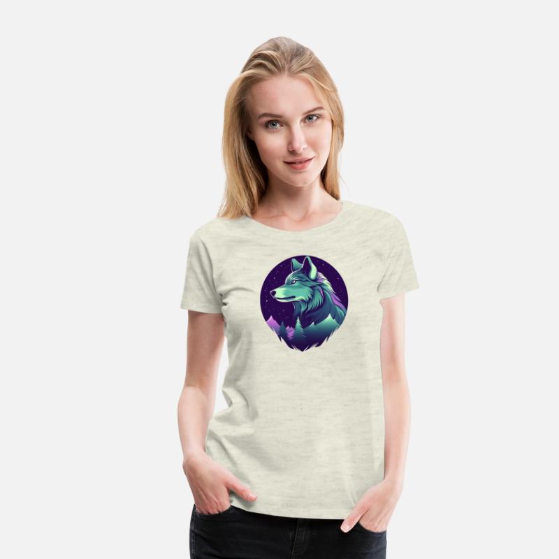 Starry Night Wolf With Northern Light Colors