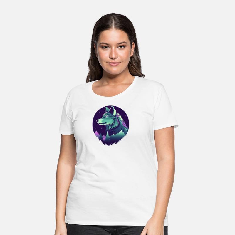 Starry Night Wolf With Northern Light Colors