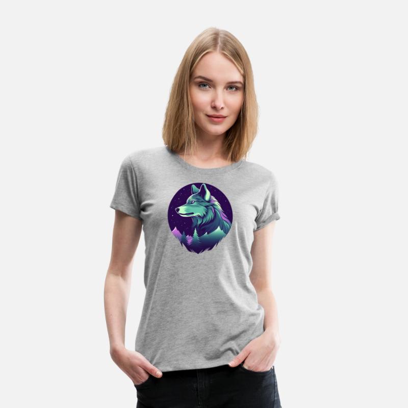 Starry Night Wolf With Northern Light Colors