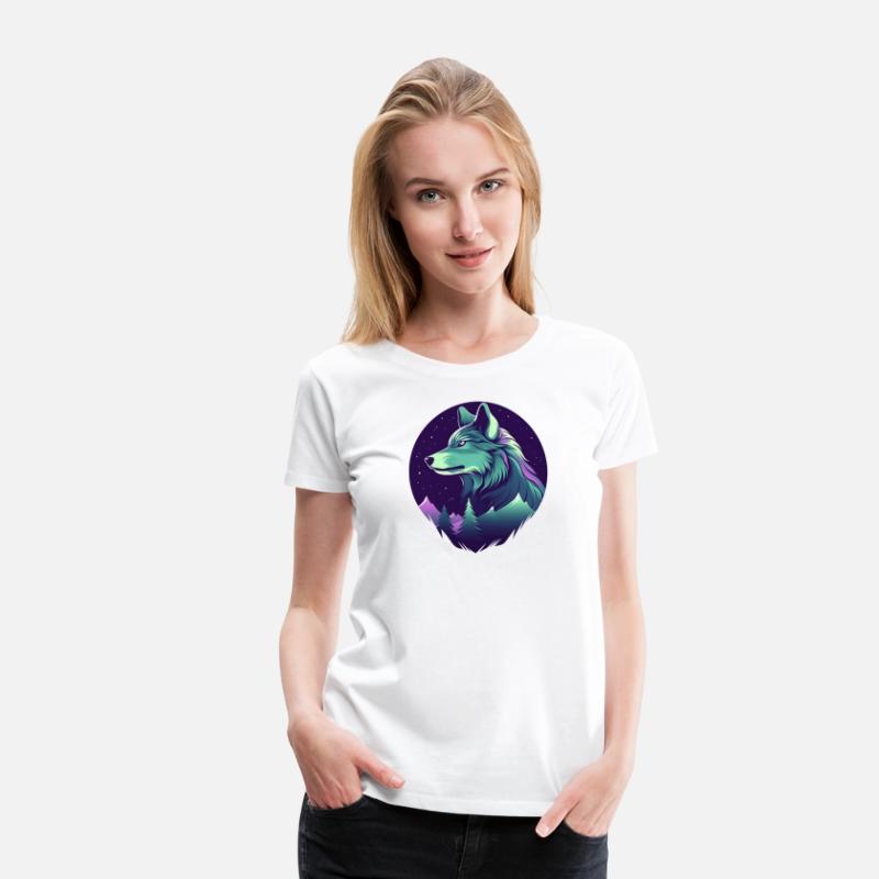 Starry Night Wolf With Northern Light Colors