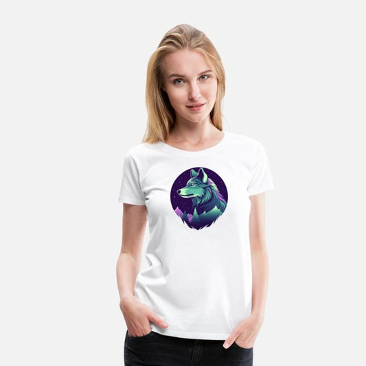 Starry Night Wolf With Northern Light Colors