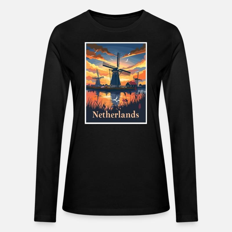 Sunset Over Dutch Windmills Netherlands Scenic