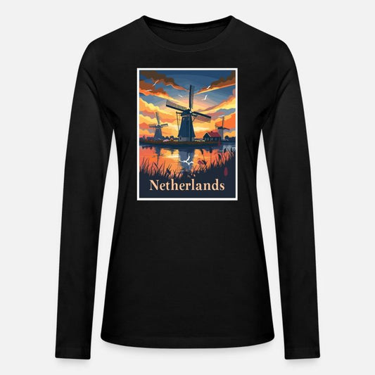 Sunset Over Dutch Windmills Netherlands Scenic