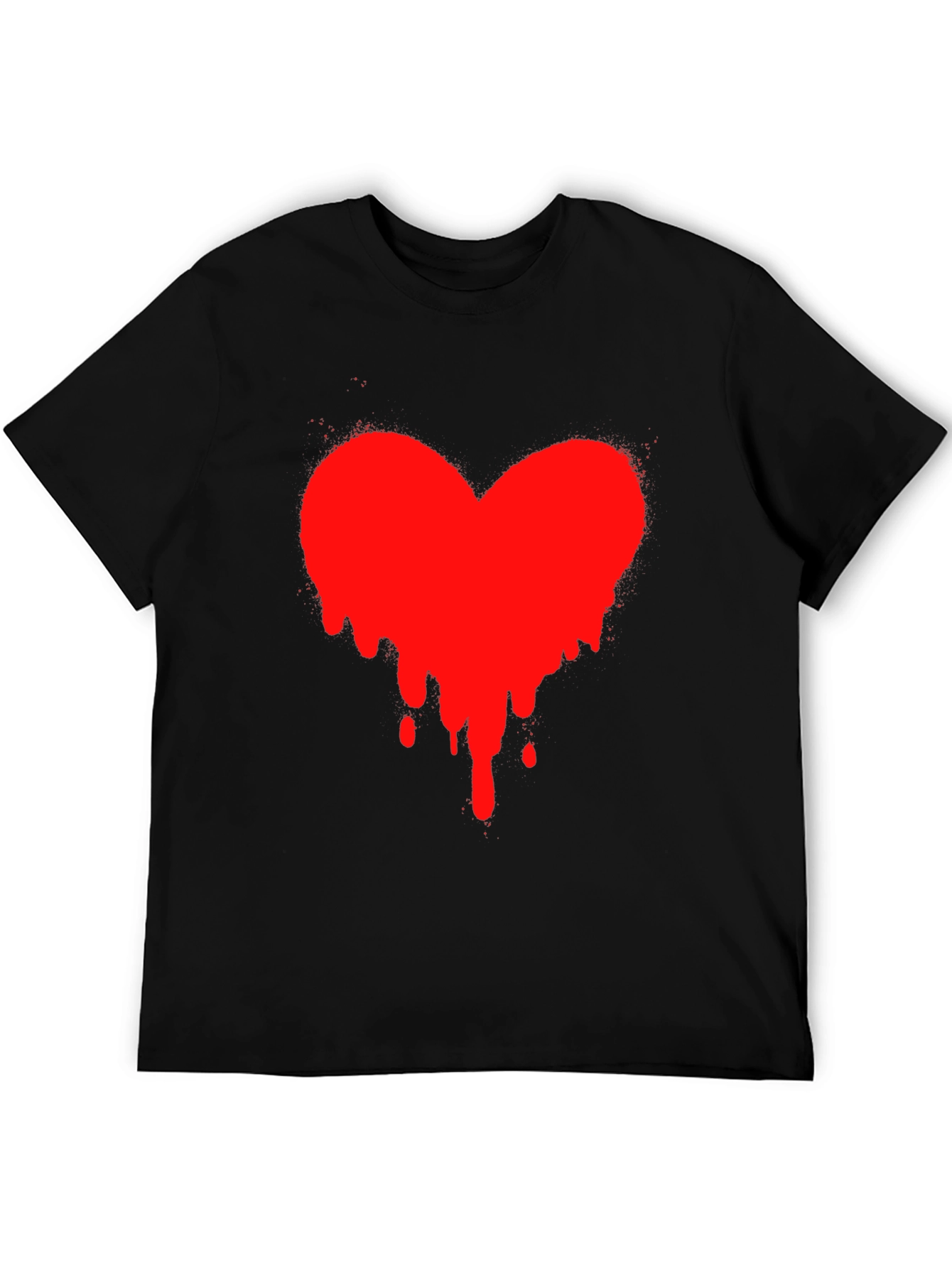 Heart Drip Black T-Shirt - Express Your Love!