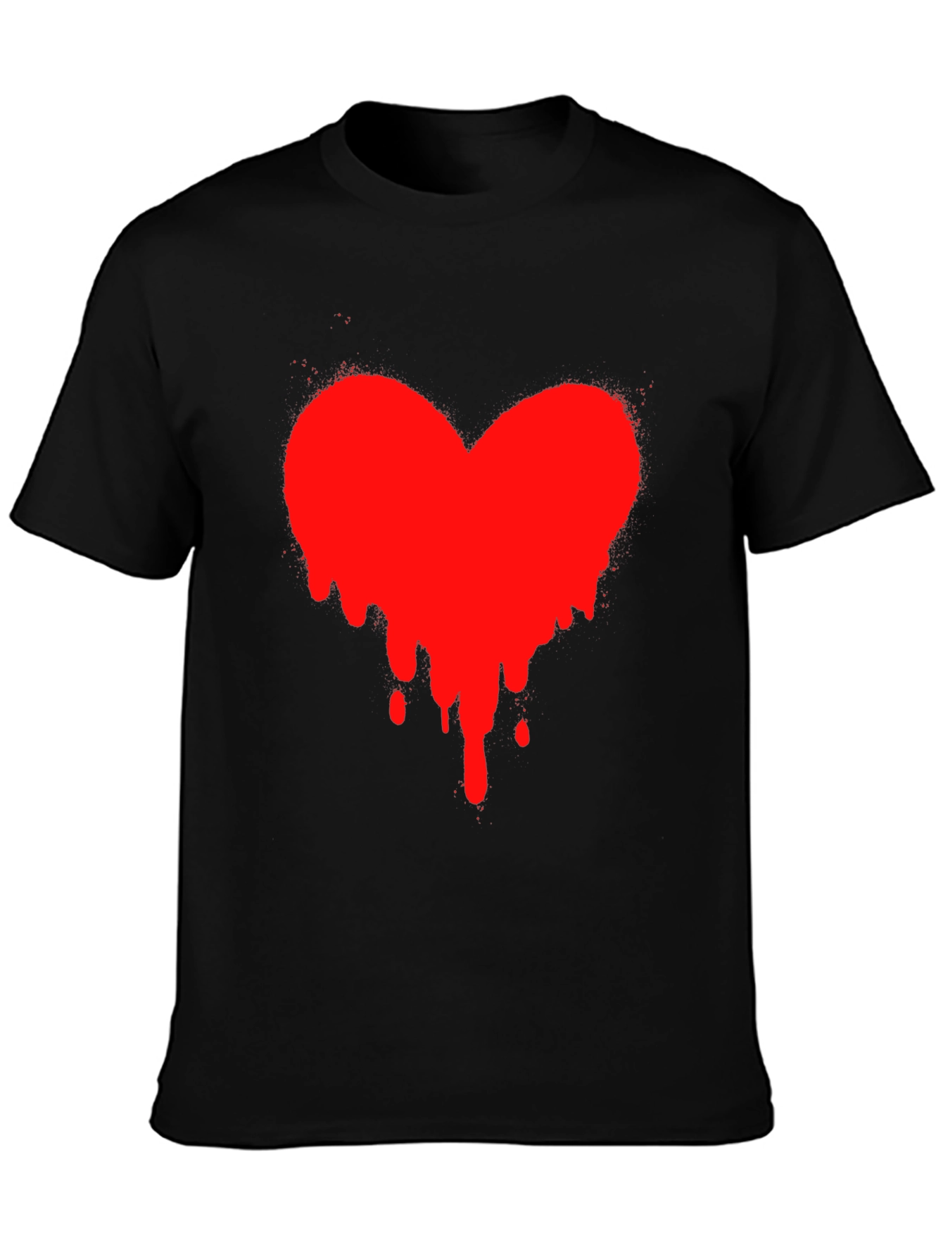 Heart Drip Black T-Shirt - Express Your Love!