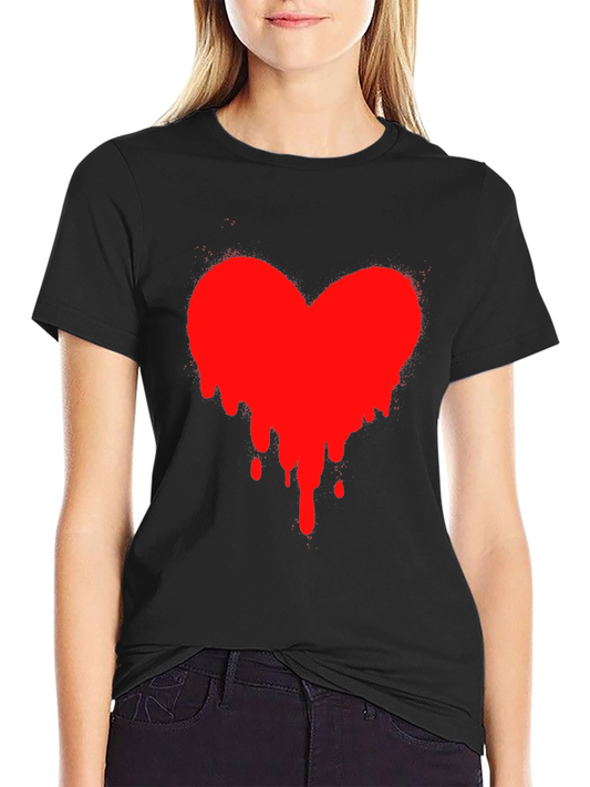 Heart Drip Black T-Shirt - Express Your Love!