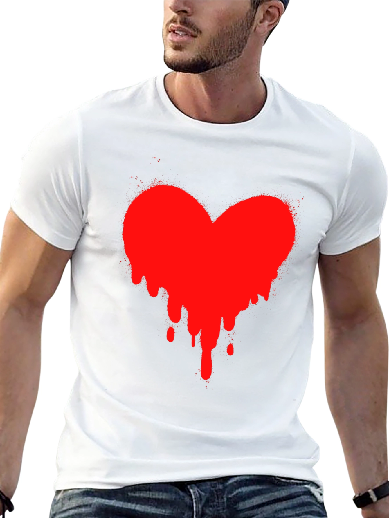 Heart Drip Black T-Shirt - Express Your Love!
