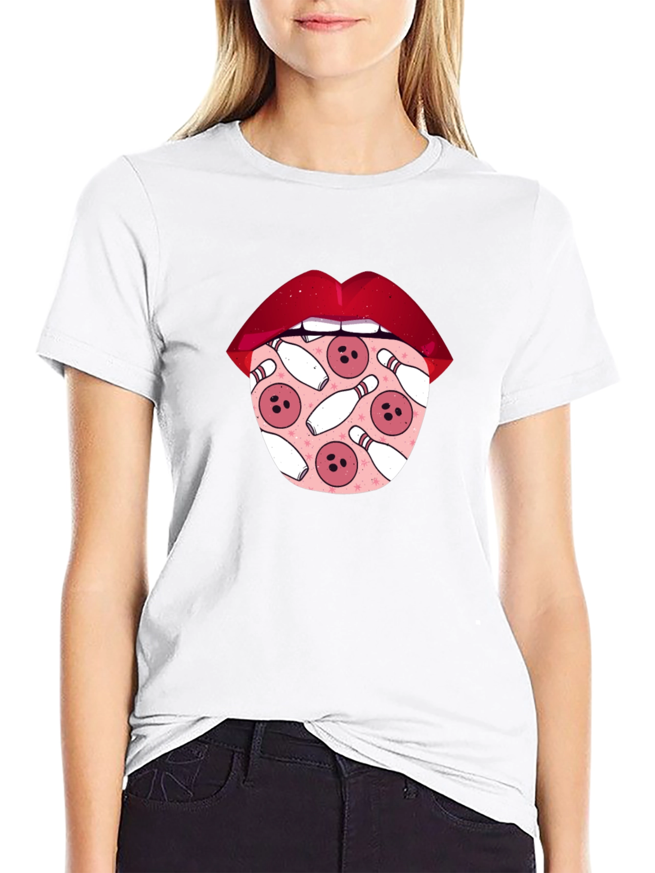 Bowling Lips Graphic Tee - Unique Design