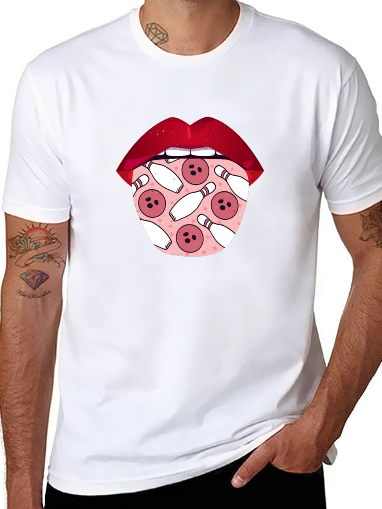 Bowling Lips Graphic Tee - Unique Design