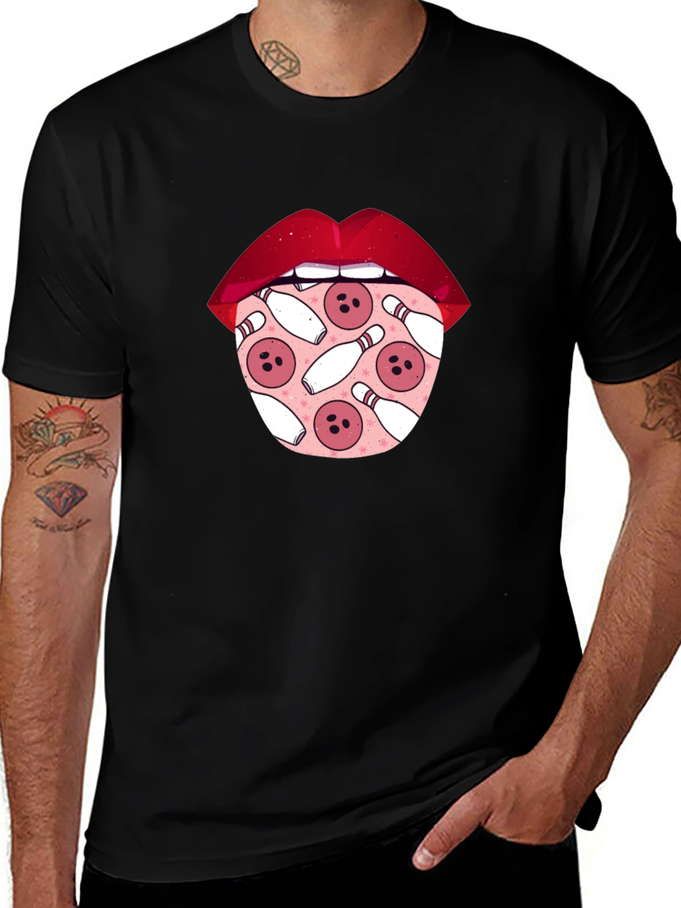 Bowling Lips Graphic Tee - Unique Design