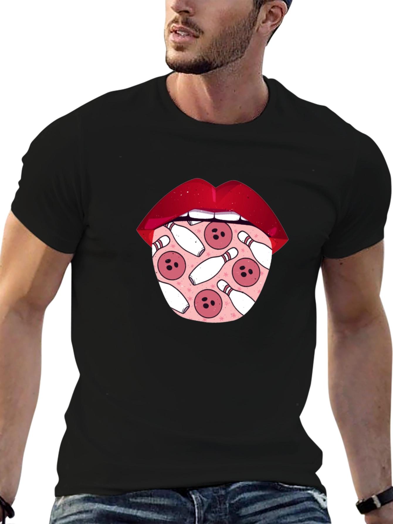 Bowling Lips Graphic Tee - Unique Design