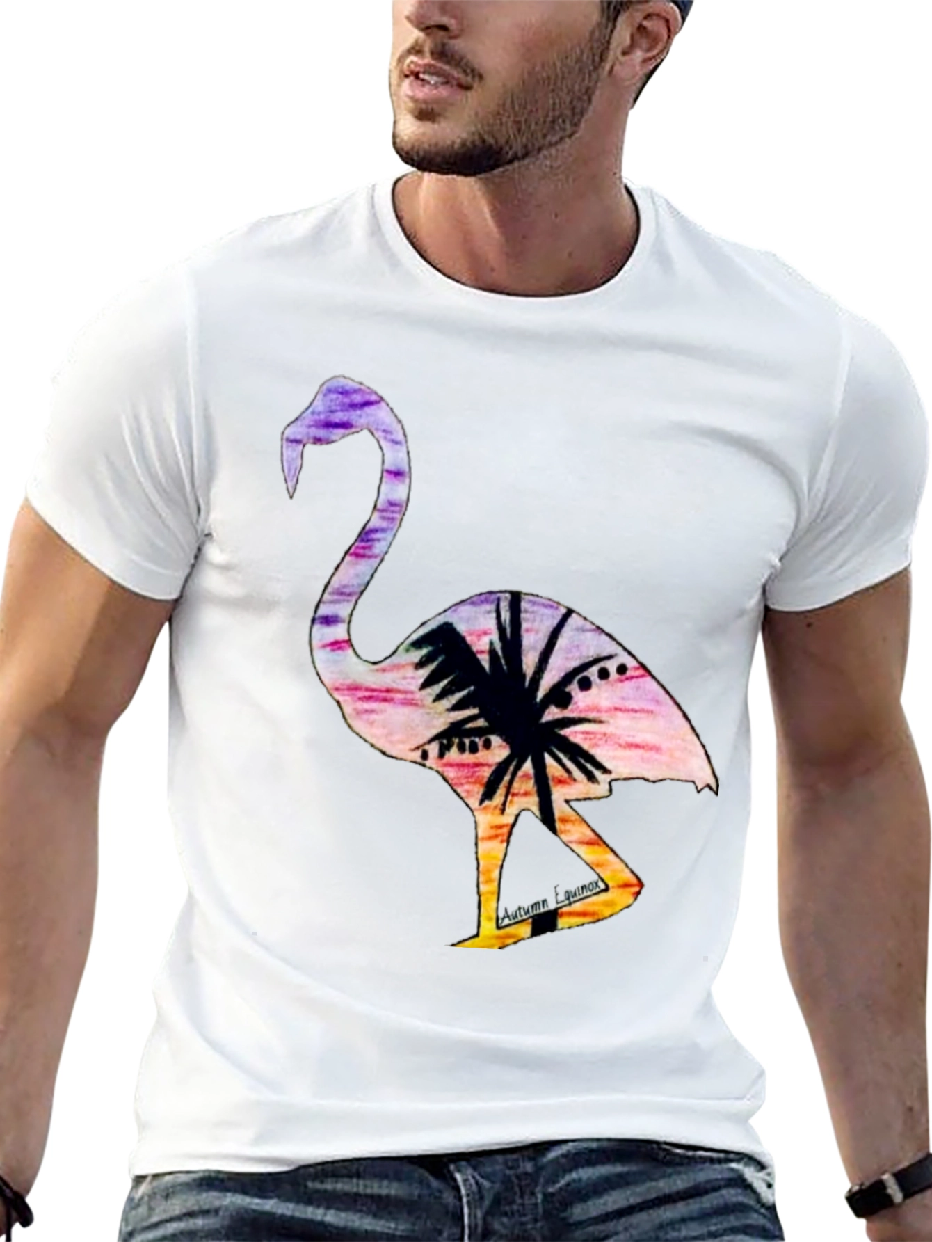 Tropical Flamingo Graphic Tee - Sunset Vibes