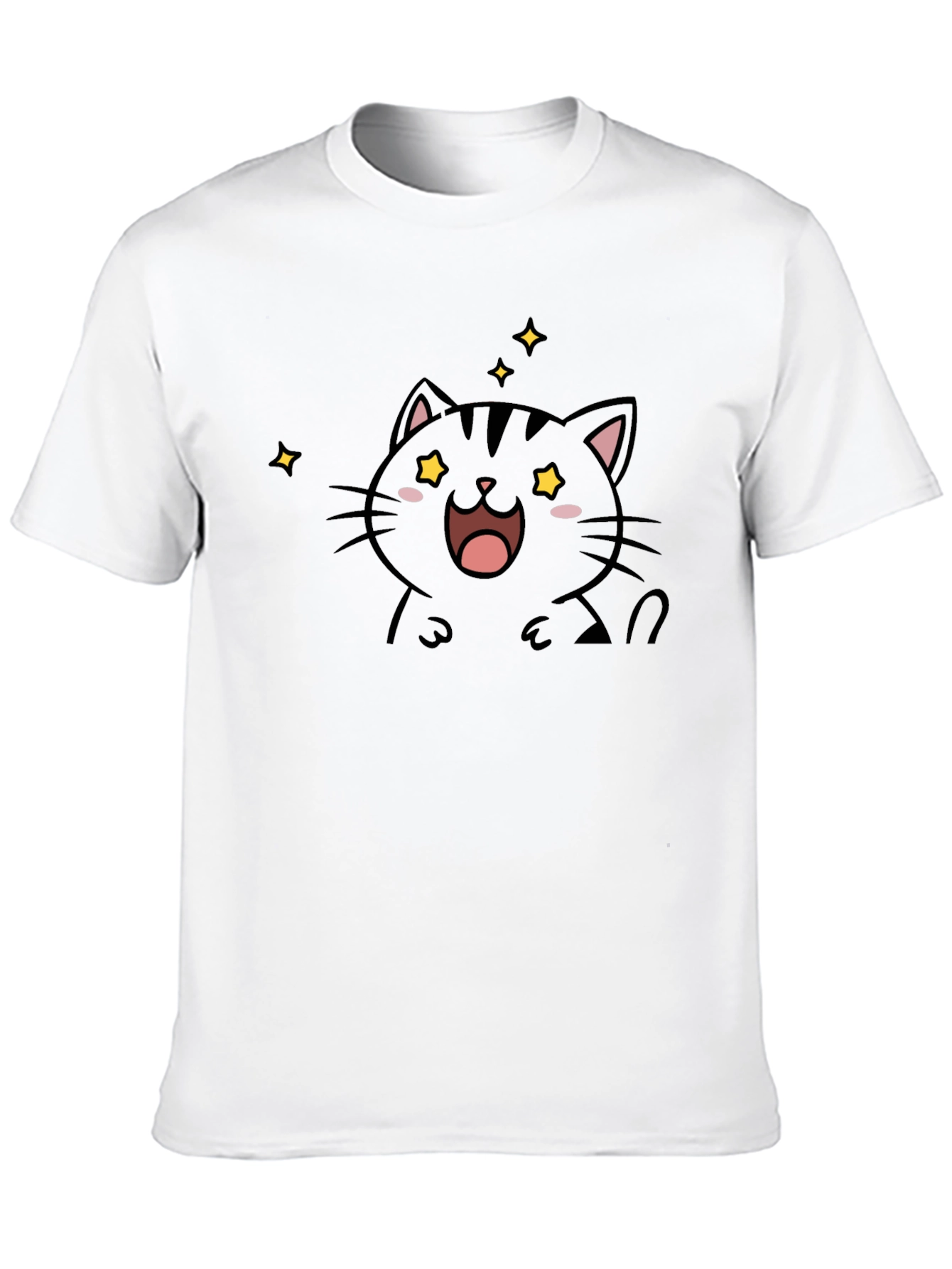 Cute Cat Graphic Black T-Shirt