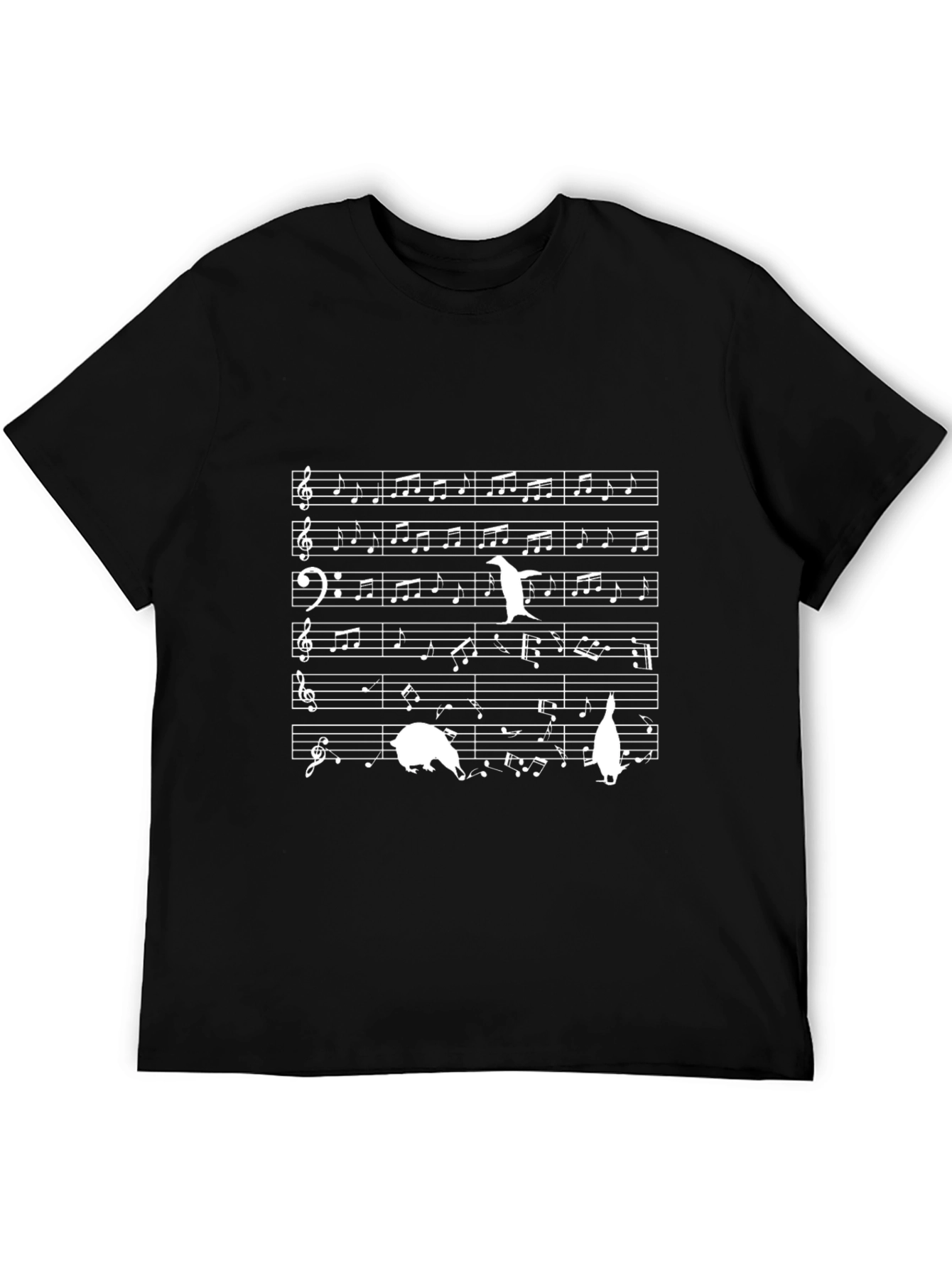Musical Penguin T-Shirt - Black Cotton Tee