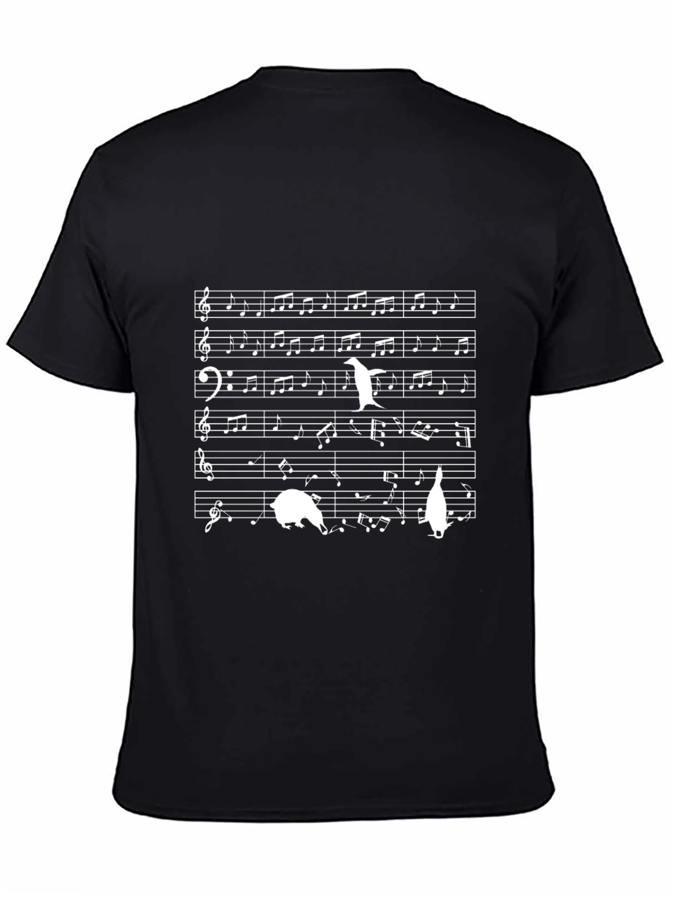 Musical Penguin T-Shirt - Black Cotton Tee