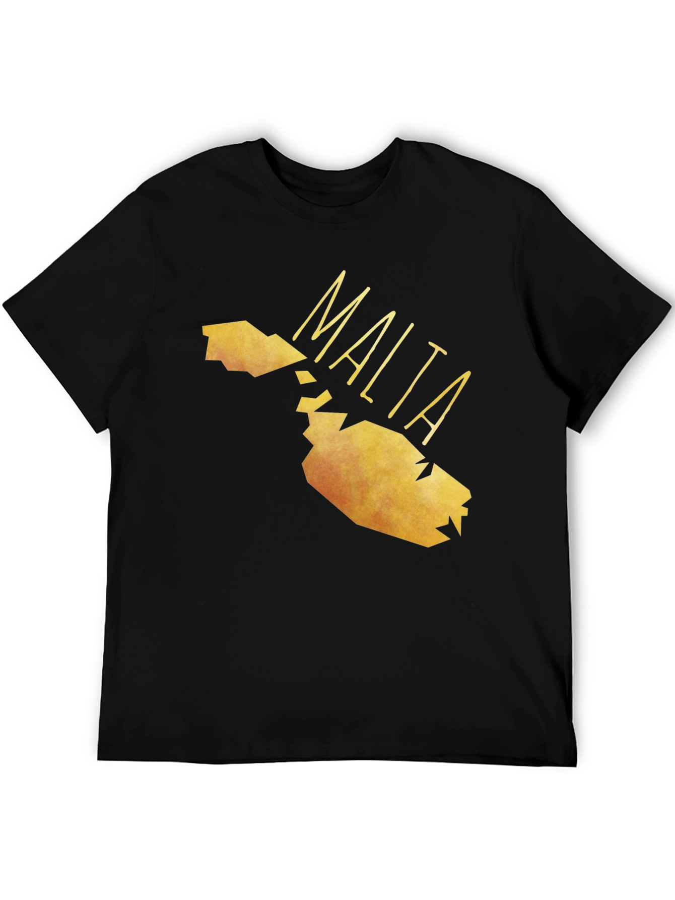 Malta Map Graphic Tee - Black Cotton T-Shirt