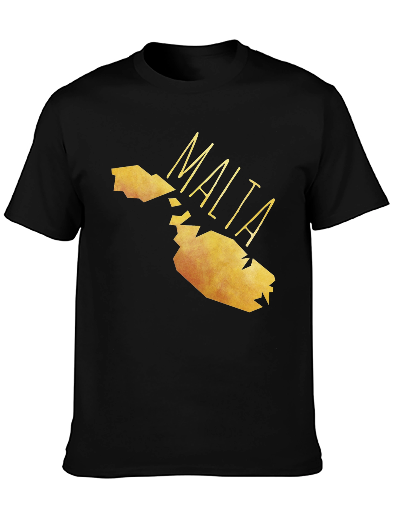Malta Map Graphic Tee - Black Cotton T-Shirt