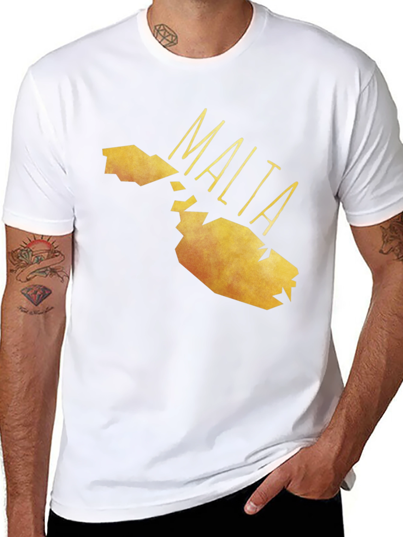 Malta Map Graphic Tee - Black Cotton T-Shirt