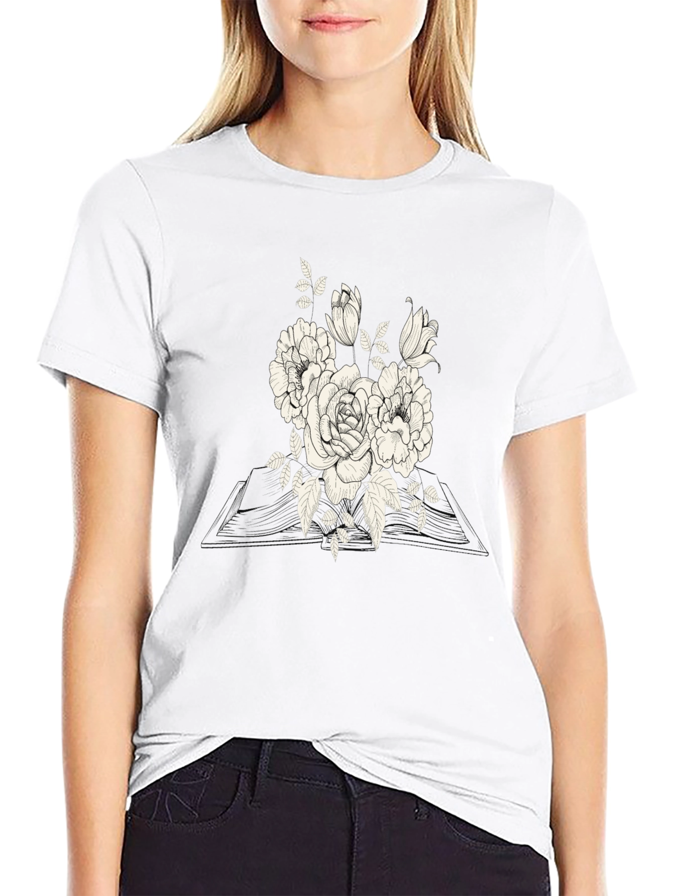 Black Floral Graphic Tee for Men
